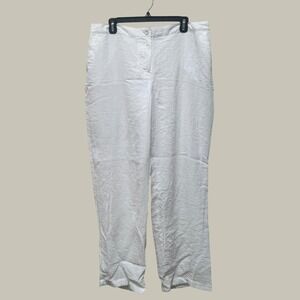 Charter Club White Textured Straight Leg Pants Womens 14 Coastal Resort Vacation